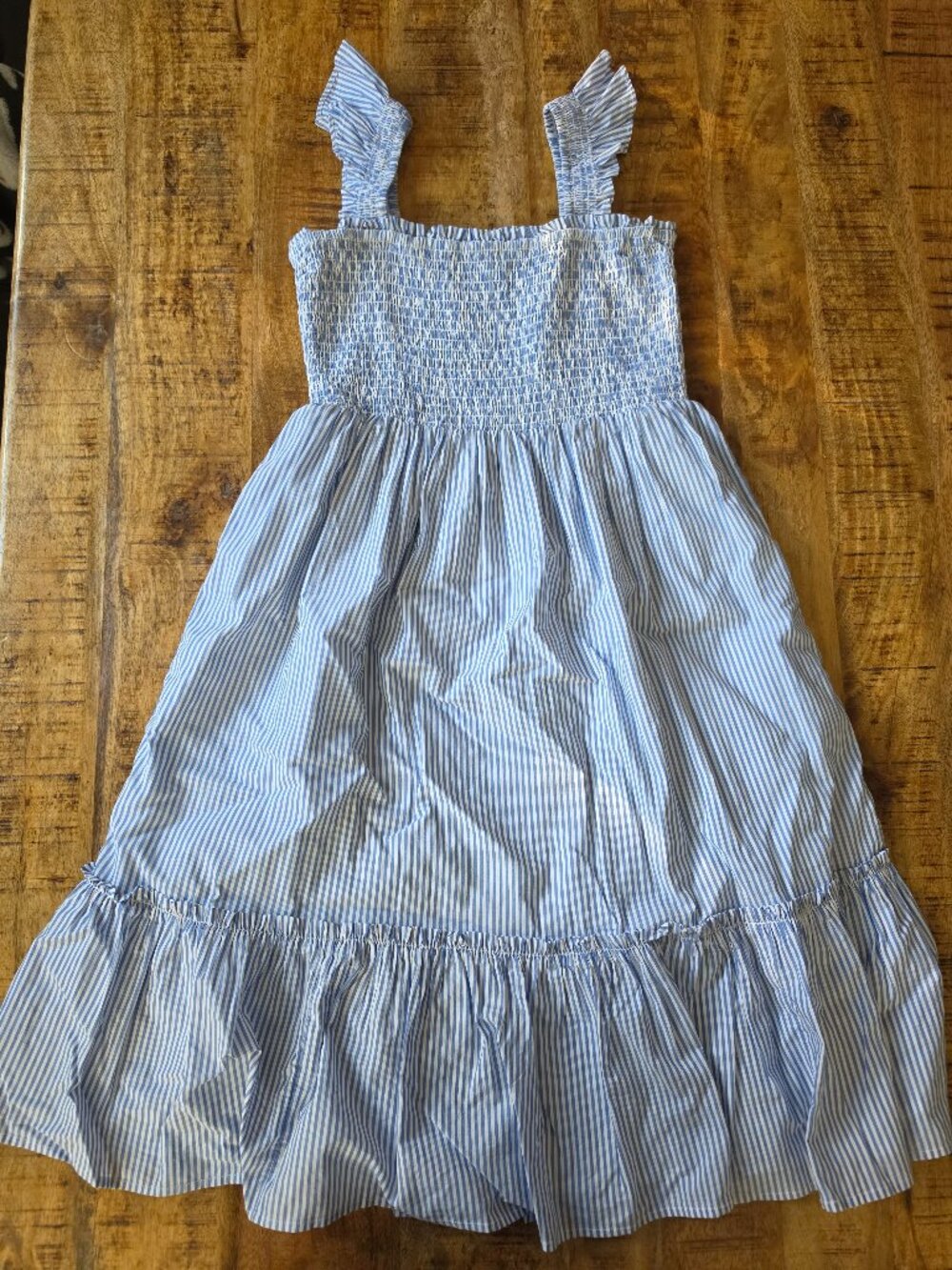 Crewcuts J.Crew Blue White Striped Smocked Dress Girls Size 12